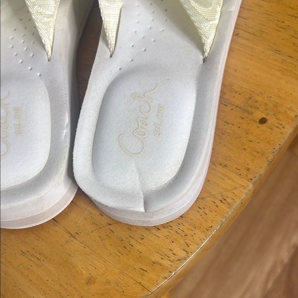 Coach White and Tan Flip Flops - Picture 5 of 6